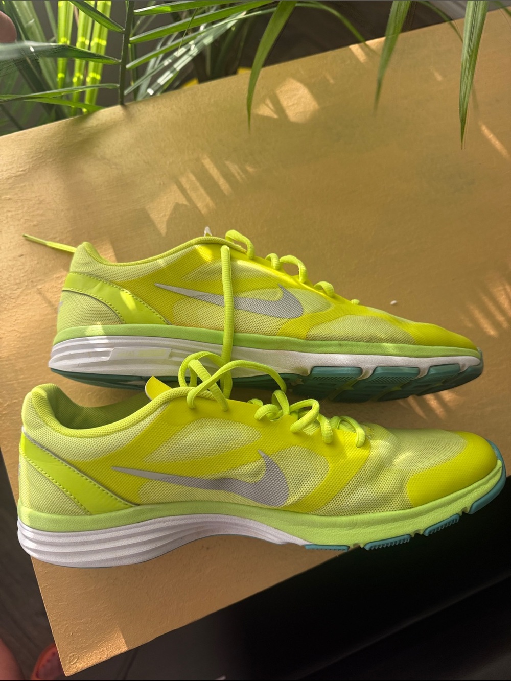Nike Bright Yellow Running Shoes with Teal Accents - Picture 5 of 6